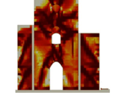 Tensile cracking damage pattern on the west fa&ccedil;ade of the masonry tower